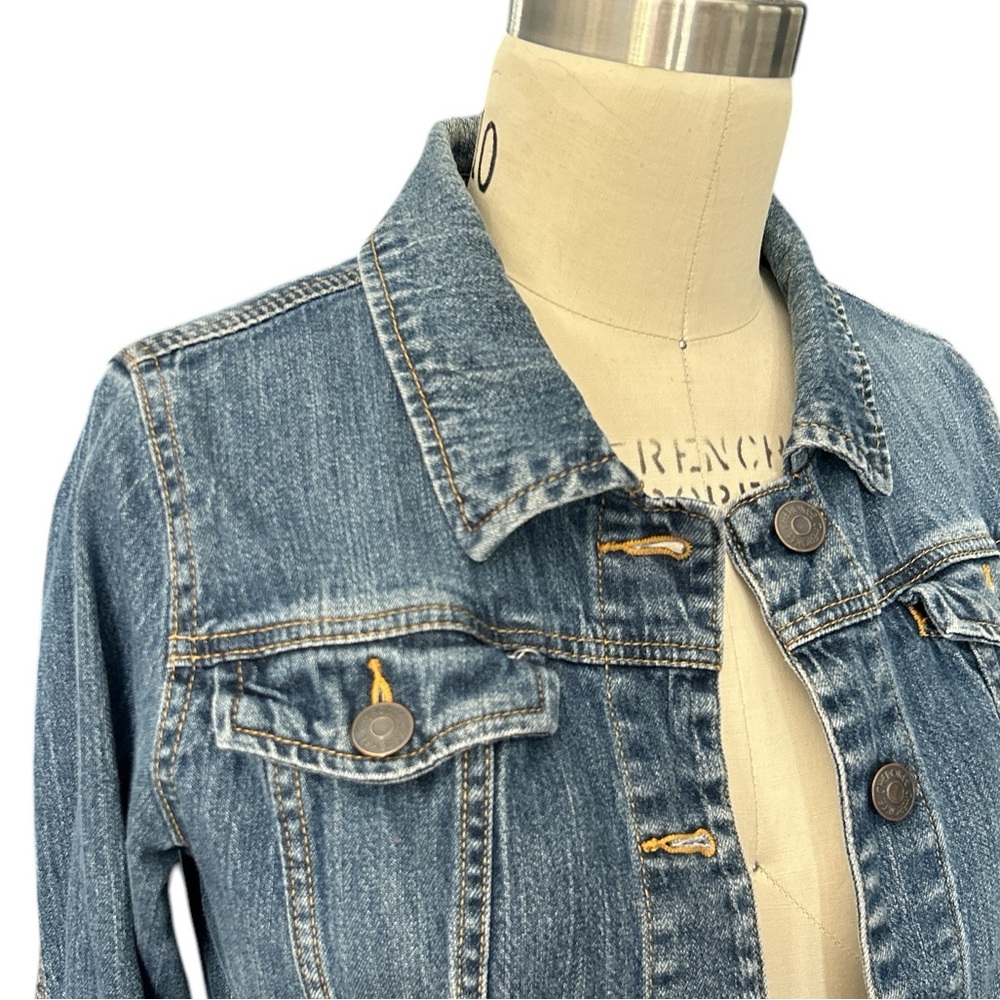 Kids Dark Blue Fitted Denim Button Down Jean Jacket Sz XL 14-16